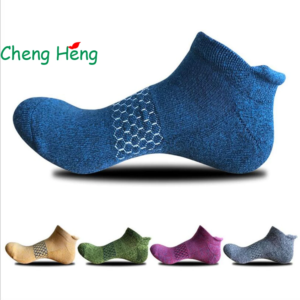 

CHENG HENG 5 Pairs / Bag New Hot Autumn And Winter Soles Thickening Men's Cotton Socks Casual Socks Boat Socks 5 Color