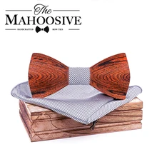 Свадебный подарок деревянный галстук-бабочка галстук 3D Цветочный Полосатый плед в горошек звезда резной галстук-бабочка с карманом квадратный