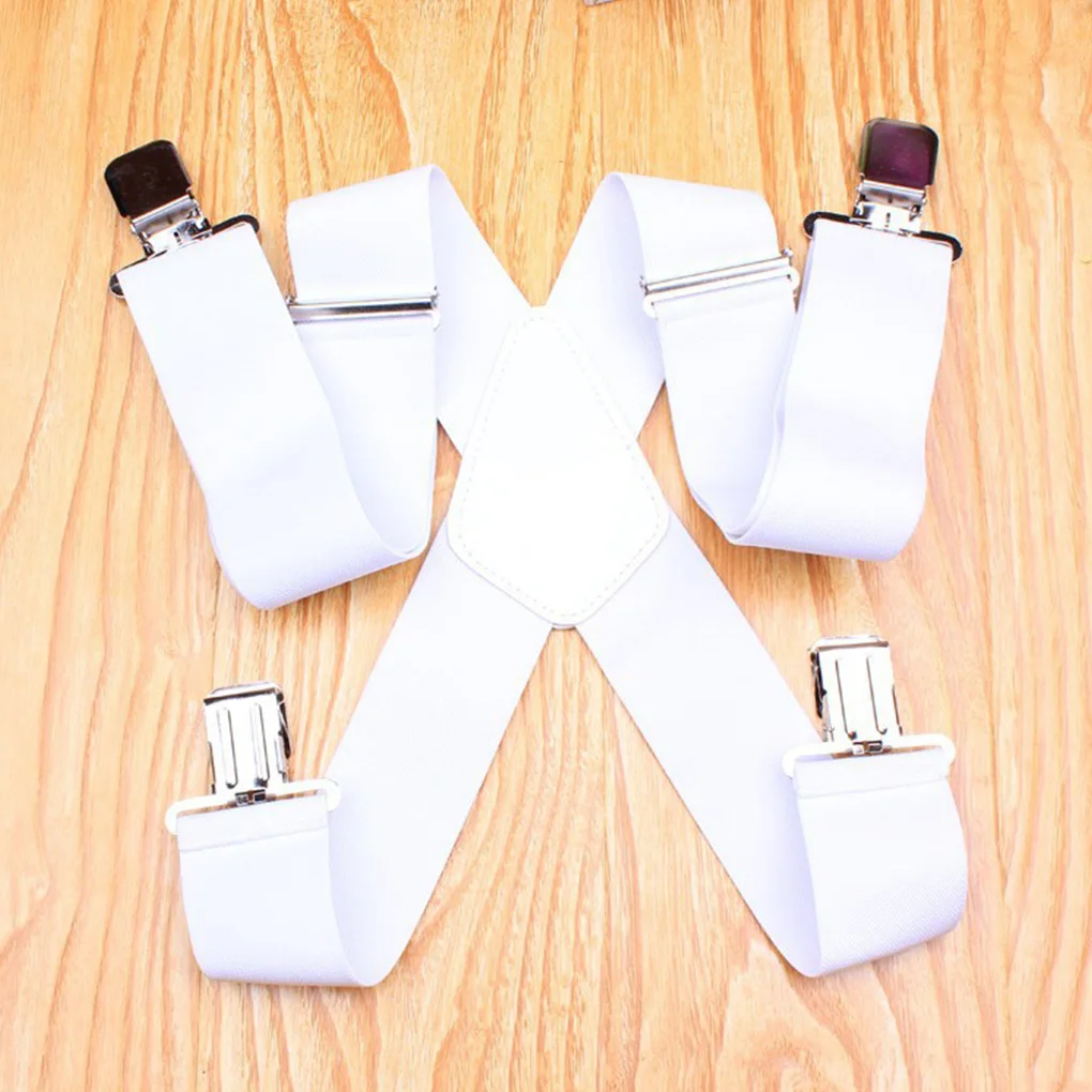 

Mens 50mm Wide Four Clip-on Braces Suspenders Adjustable Clips Adults Suspenders Temperament