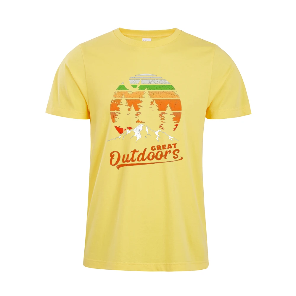Outdoor Mountains Graphic Shirt Hiking Unisex Outdoor Nature shirt Tree Camping Vintage Summer Short Sleeve Top Tees