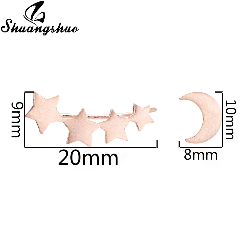 Shuangshuo крошечная звезда сережки-гвоздики для Для женщин oorbellen Нержавеющая сталь серьги, Ювелирное Украшение Луна pendientes mujer