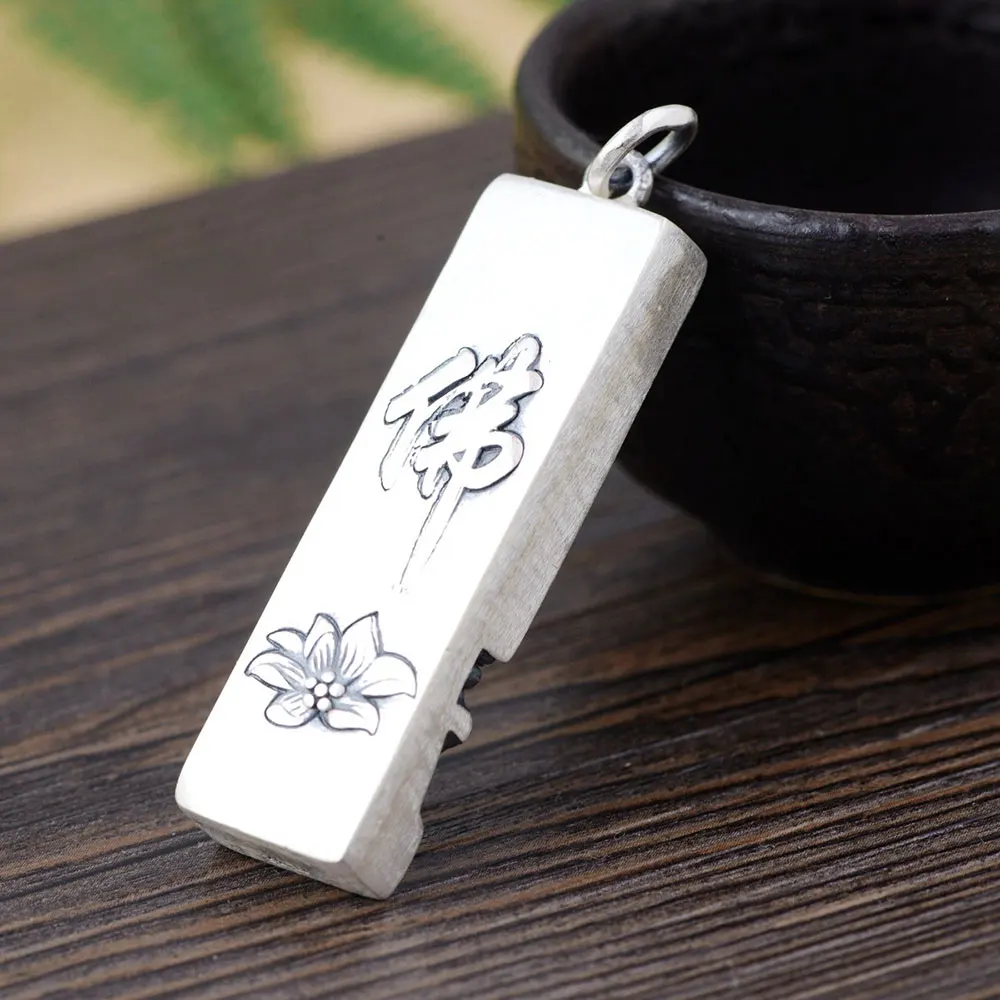 Cena FNJ 925 srebrny rysunek wisiorek kwiat lotosu budda 100% czysta S990 oryginalny tajski srebrne wisiorki dla kobiet mężczyzn tworzenia biżuterii