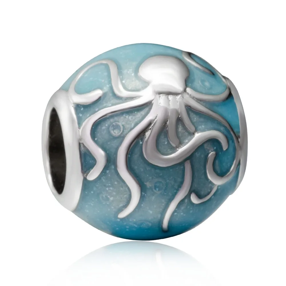Бусины шармы Soulbead из серебра 925 пробы с фианитами животные StoneMarine зеленой эмалью