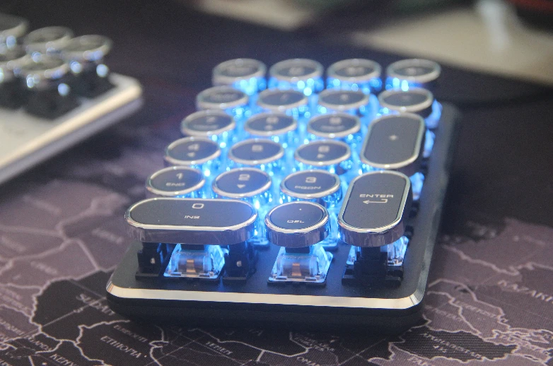 Numeric Keyboard Retro Punk Round Keycaps Blue Backlit Cherry mx Switches Gaming Mechanical Keyboard