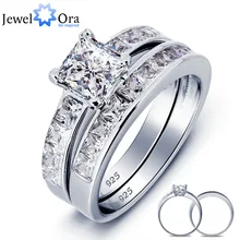Accesorios 6mm Square Cubic Zirconia Anillo de Boda de lujo Fija 925 Anillos de Plata Esterlina Para Las Mujeres (JewelOra RI101616)