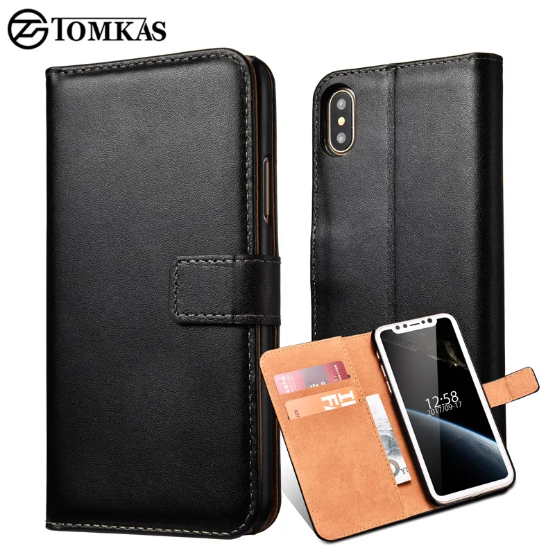 

Tomkas Wallet Cases For iPhone X Case Leather With Card Pocket PU Business Back Cover Flip Cases For iPhone X Case Coque