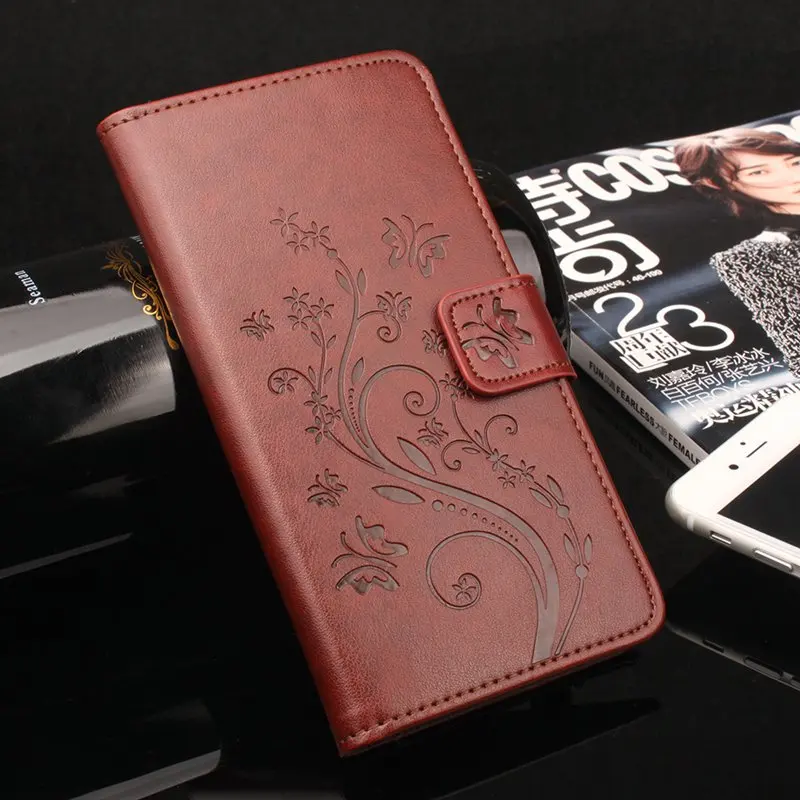 Бренд HongBaiwei, 18 типов, роскошный кожаный чехол для Alcatel One Touch Pixi 4 5,0 5045D 5045 5045X, тисненый флип-чехол, кошелек, сумка - Цвет: Left Right Brown