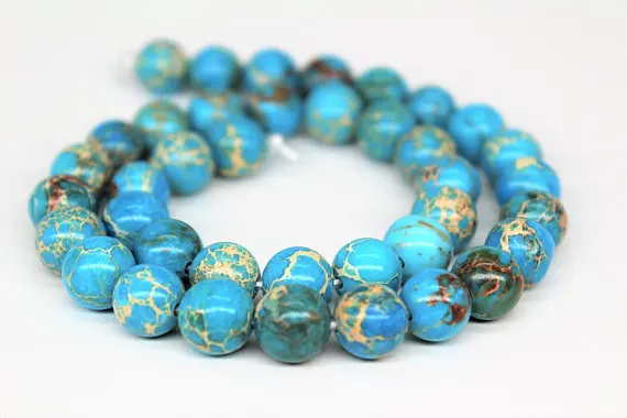 Blue Imperial Jasper Gemstone Round Loose beads 10mm