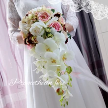 Фиолетовая Капля воды Водопад элегантный свадебный букет Искусственный Карла Лилия невесты Свадебный букет невесты