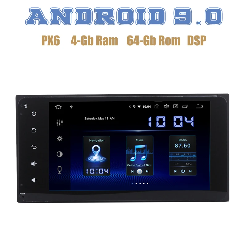 

PX6 Android 9.0 Car GPS Radio player for toyota universal corolla Hilux rav4 prado vios with DSP 4+64GB wifi 4g usb Auto Stereo