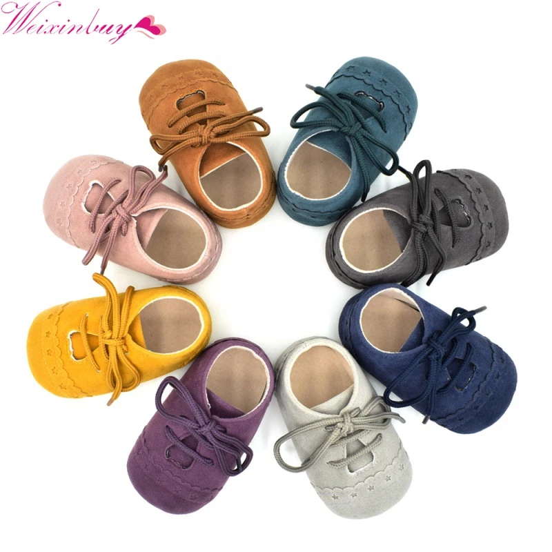 

New Fashion Baby Solid PU Baby First Walkers Antislip Prewalkers Cute Infant Girls Boys Shoes