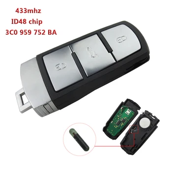 

433Mhz With ID48 Chip Remote Key 3C0 959 752 BA 3 Buttons Keyless Entry For VW Magotan Passat CC 2005 2006 2007 2008 2009 2010