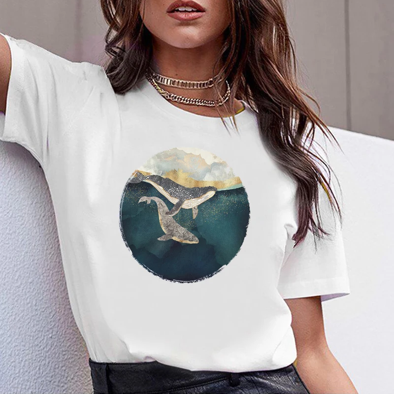

Women Tshirts Clothes Tshirt Fashion Big Fish Animal Summer Casual Female T-shirt Woman Tee Ladies Short Sleeve T Top