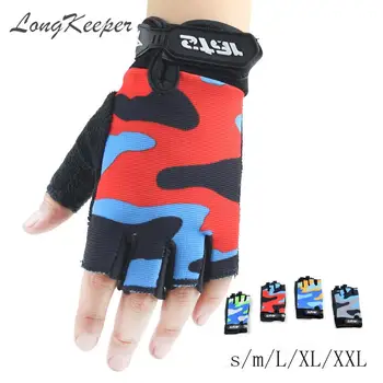 

LongKeeper Fingerless Gloves Parent-child Half Finger Mitten Elastic Camouflage Men Women Kids Sport Not Slip Guante S-XXL