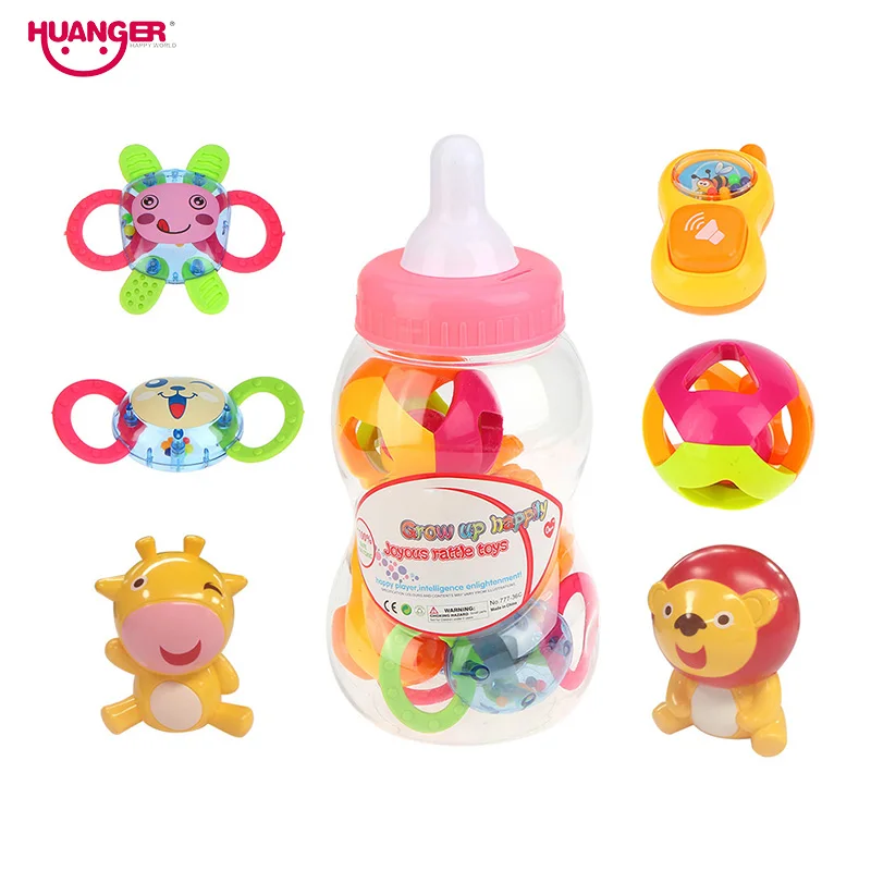Huanger 6PCS/Set Baby Bottle Rattles/Mobiles&Teether Infant Teething
