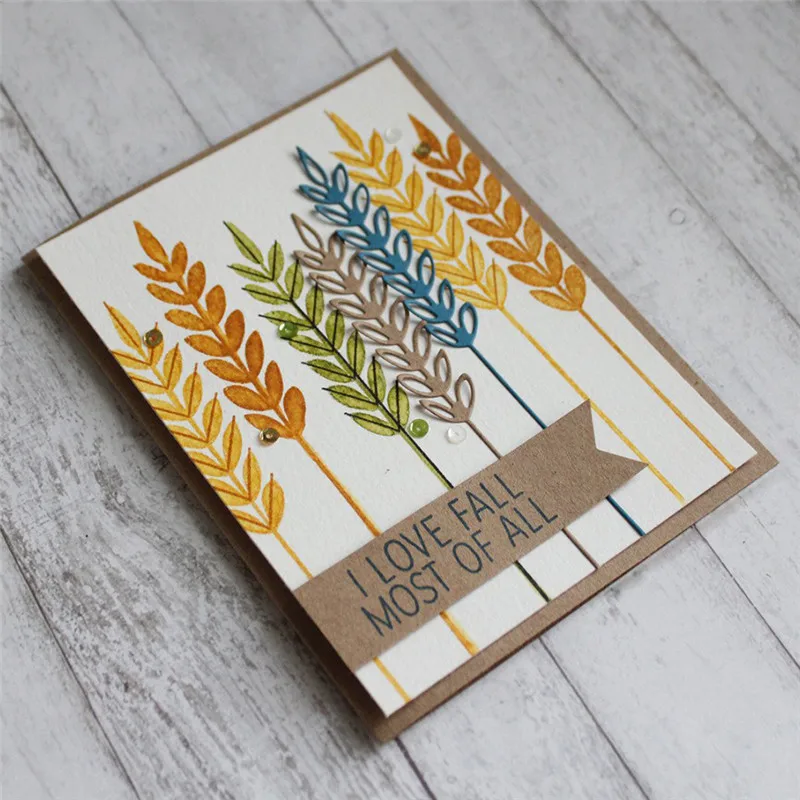 

GJCrafts Wheatears Leaf Clear Stamps and Dies Scrapbooking Dies for Card Making Embossing Cuts New Craft Stamp Sets with Dies