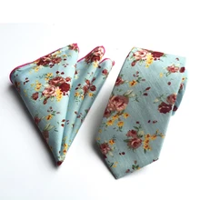 Fashion Floral Handkerchief and Tie Set for Wedding Party Men Paisley Cotton Handkerchief Tie Sets 10 Colors for Choose