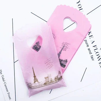 

Pink Black Tower Plastic Bags For Packaging Gifts For Party With Handles Plastic Bags Packaging Bags Candy Pouches