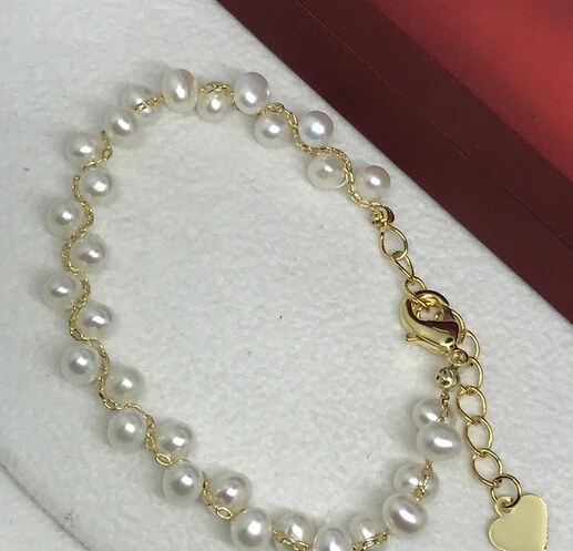 ZCD 417 + Новый модный браслет с натуральным жемчугом 5-6 мм почти круглый двухслойный