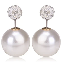 Новинка г. Модные Super Flash круглый двусторонняя жемчужные серьги двойной с жемчугом и кристаллами серьги Разноцветные 24 шт./лот