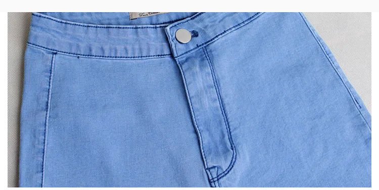 2017 Europe and the United States high waist stretch Slim thin pencil pants pure color hole feet women's jeans women (11)