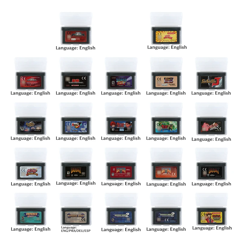 

32 Bit Video Game Cartridge Console Card Advance Wars DOOM Kirby Metal Slug Super Street Fighter Super Robot Tomb US/EU Version