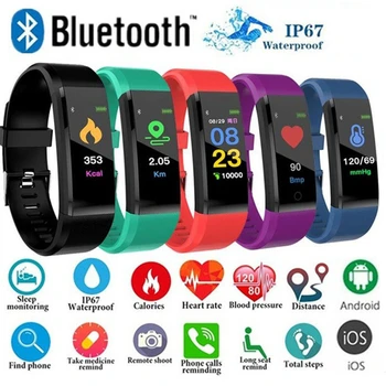 

Smartband Color Screen Bracelet 115 Plus Heart Rate Wristband Blood Pressure Monitor Watch Waterproof Fitness Activity Tracker