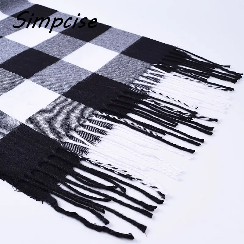 wool scarf mens New Fashion Brand Plaid Scarf Men Scarf Winter Warm Tartan Scarf Foulard Black Color A3A17532 paul smith scarves