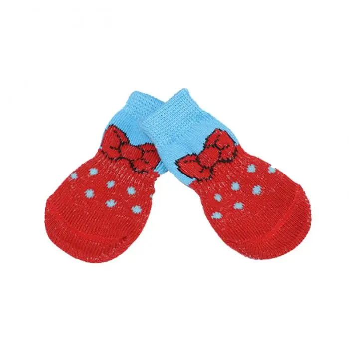 4 шт домашние носки для щенков, Нескользящие вязаные дышащие эластичные теплые зимние носки для дома, распродажа