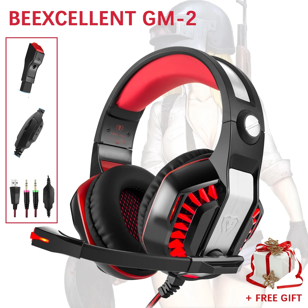 Beexcellent GM 2 игровая гарнитура наушники с микрофоном поддерживает новый Xbox One PS4 PC