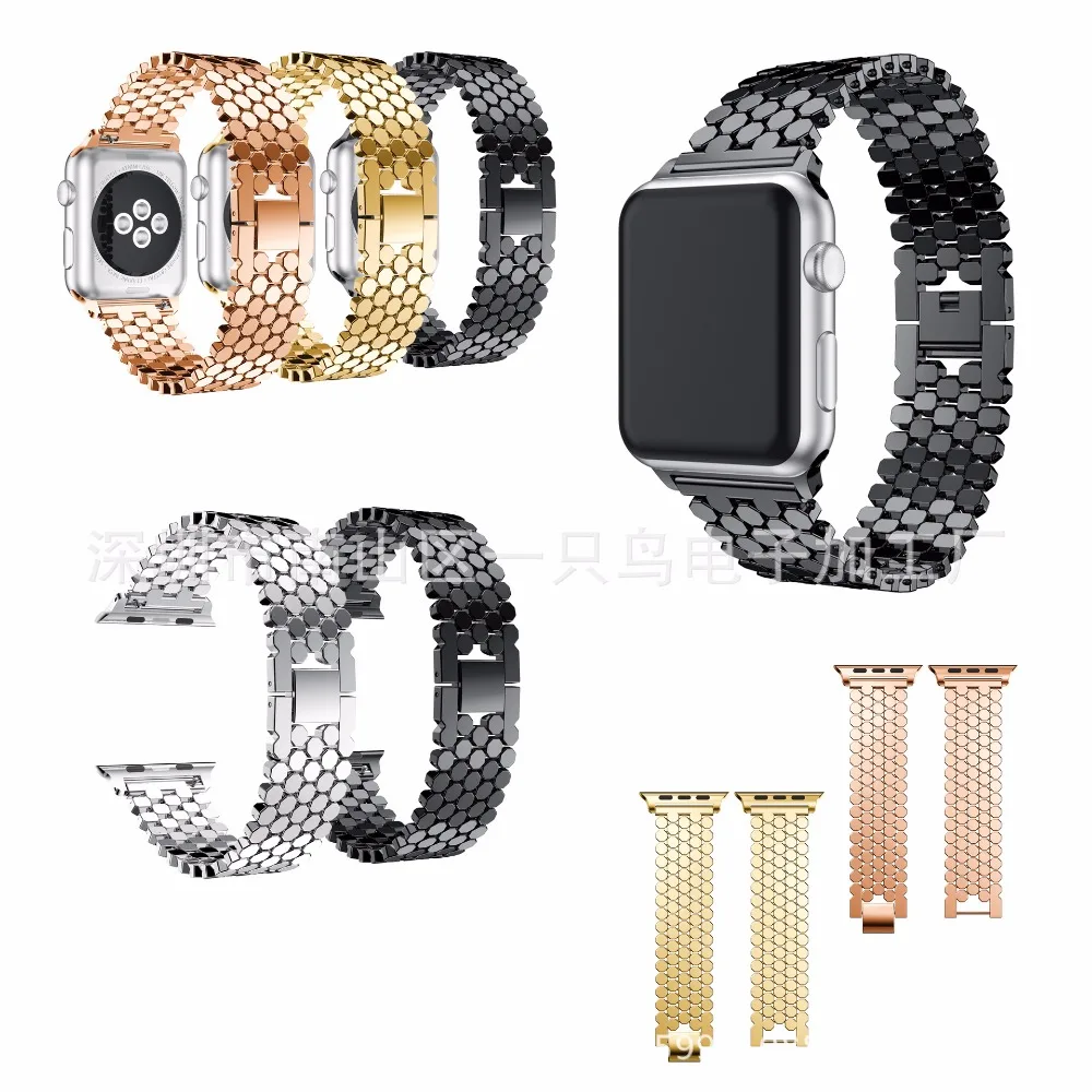 2018 для Apple Watch рыбья чешуя металл из нержавеющей стали iwatch браслет Sport 38 мм 42 серии 2
