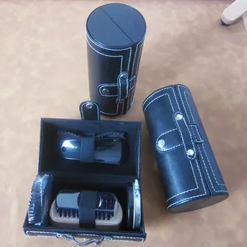 

5 Piece Shoe Brush Cleaning Set Shoe Brush Care Sponge Leather Care Polishing PU Round Box Storage Cloth Shoes Pull Shoe Polish