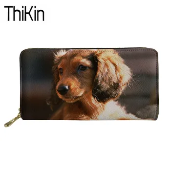 

Thikin Women 3D Doxie Dachshund Printing Wallets for Credit Card Ladies Clutch Thin Coin Pouse Females Long PU Leather Money Bag