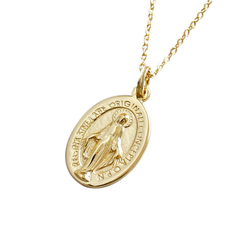 

Holy Maria Ellipse Tag Letters 925 Sterling Silver Necklace