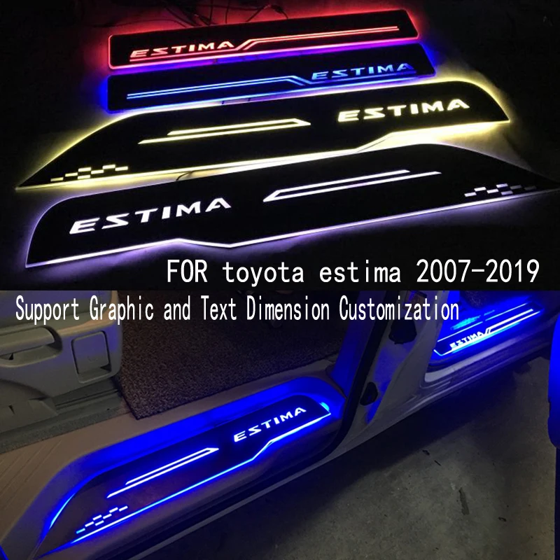 For ESTIMA Door Dynamic LED Lamp Sill Scuff Plate Welcome Pedal Car Styling Twinkle door sills lighting FOR  toyota PREVIA acr50