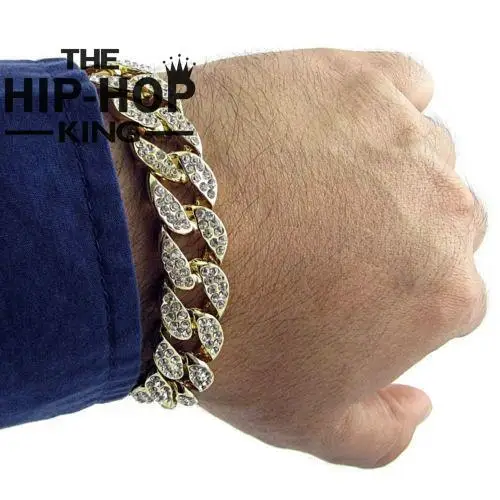 Prix pour Hommes de Luxe Strass Mode Bracelets & Bangles de Haute Qualité Or Couleur Iced Out Miami Cubain Bracelet Hip Hop Prix pour Hommes de Luxe Strass Mode Bracelets & Bangles de Haute Qualité Or Couleur Iced Out Miami Cubain Bracelet Hip Hop