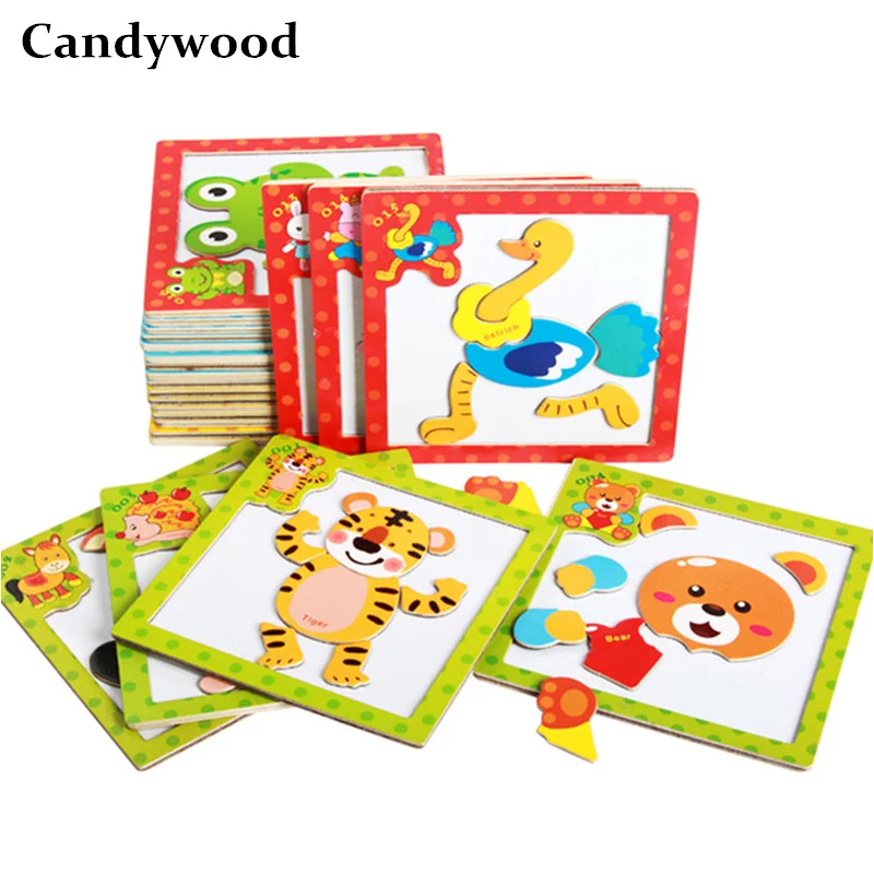 Candywood 3D Магнитные Головоломки Пазлы Мультяшные Деревянные игрушки для детская