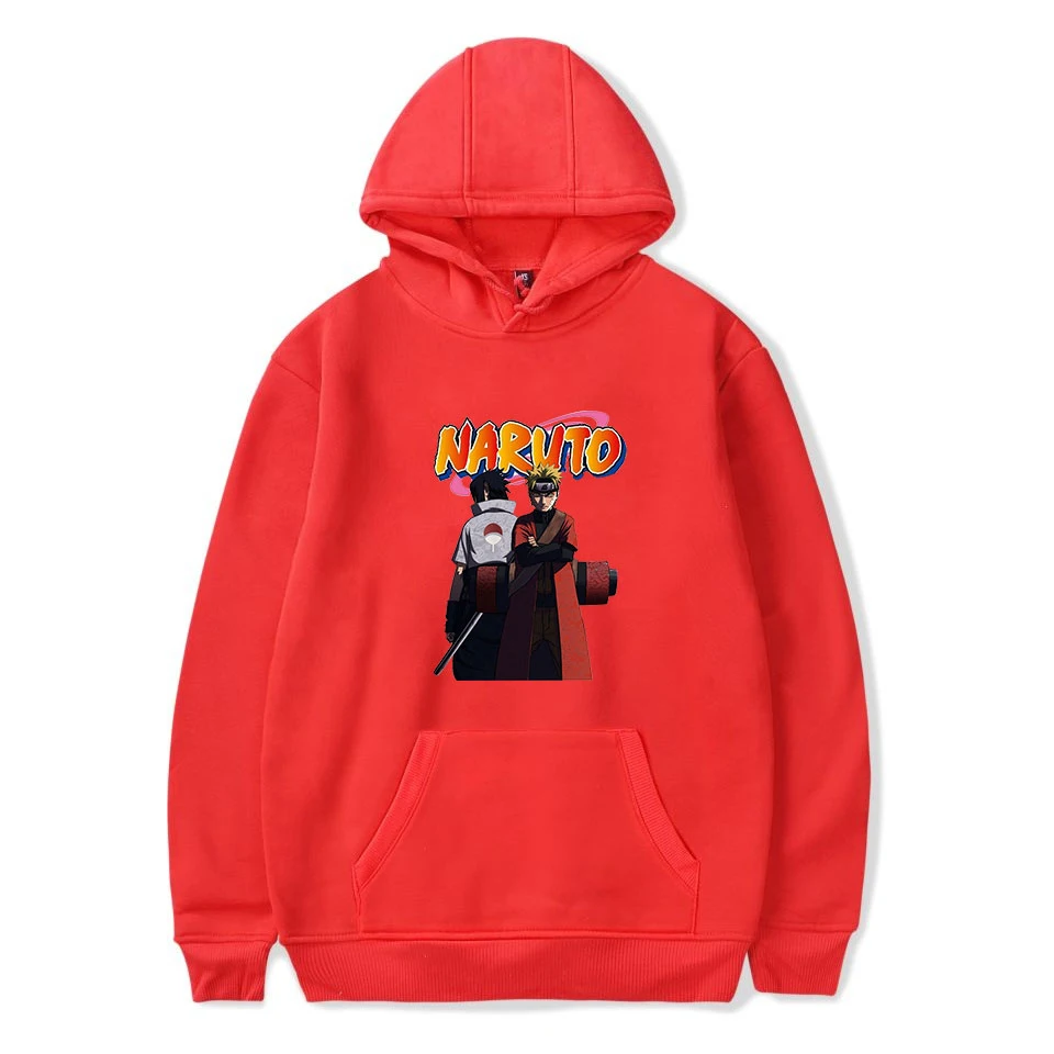 

2019 Naruto Print Hoodies Red Sweatshirts Man Anime Naruto Harajuku O-neck long sleeve hoodies boy streetwear pulloer Men top