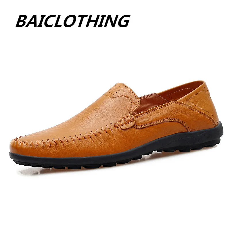 

Brand Loafers Mens Casual shoes 2018 Spring Summer cow leather Breathable Comfortable Light Male Flats shoes big size 38-47