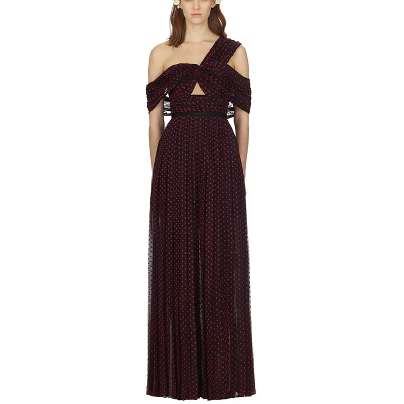 

2019 Self Portrait Designer Runway Dress Women Sexy Backless Off Shoulder Chiffon Dresses Female Party Holiday Long Dresses