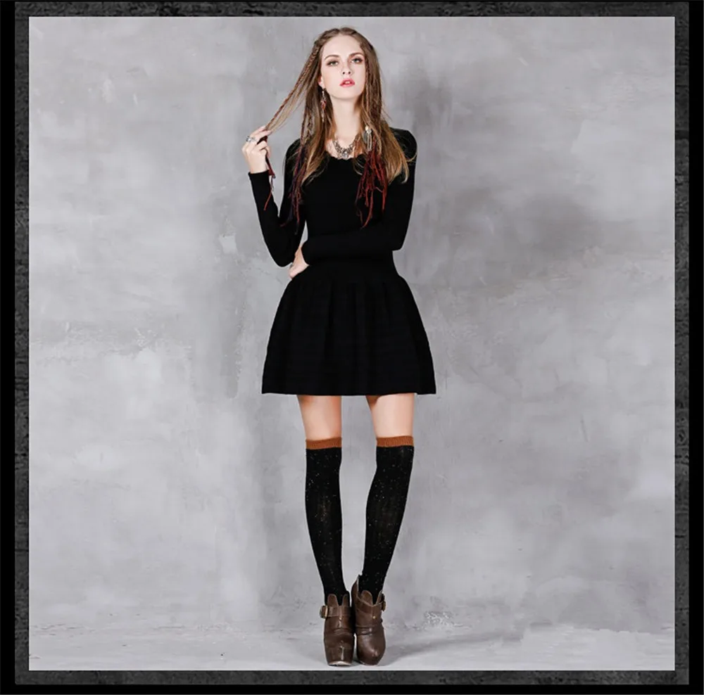 Vintage Women Autumn Dress 2016 Winter Sexy Knitting Dresses long sleeve O-neck Cake WOMEN DRESS A-line Vestidos Dresses women (15)