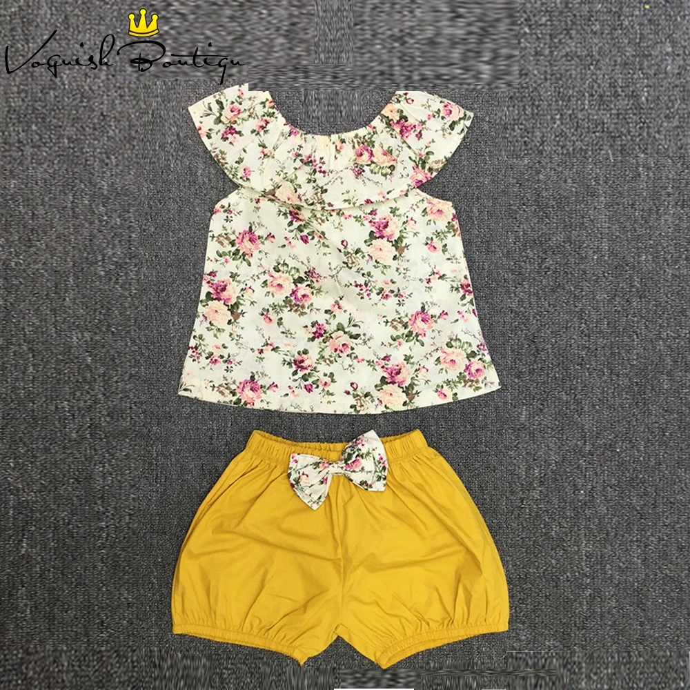 Newborn Baby Girl Clothes Summer Floral Tank Top +bow knot Shorts 2PCS
