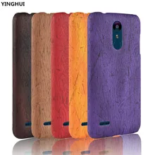 Para LG K 8 K8 2018 teléfono caso De cuero PU para LG K8 2018 funda protectora caso cubierta K8 funda de teléfono con bolsa de grano de madera 2018