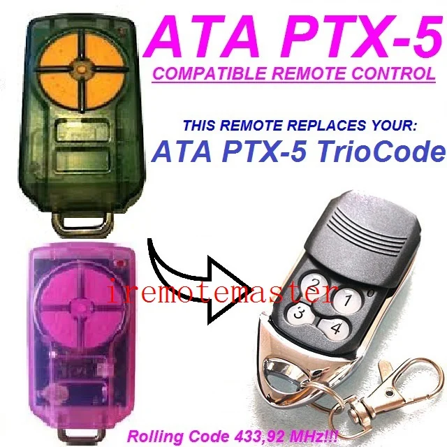 

ATA PTX-5 Triocode 433,92 MHZ replacement remote Rolling code