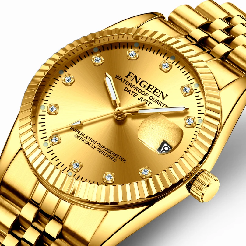 

Top brand gold silver couple watch men women watches luxury full steel waterproof calendar woman man quartz wristwatches clock