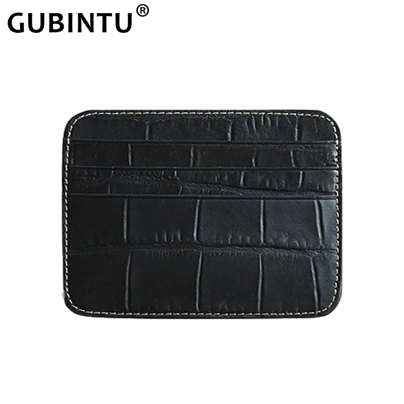 

Genuine Leather Card Holder Men Calfskin Slim Wallet with Crocodile Pattern Change Purse ID Credit Card Wallet Unisex Ultrathin