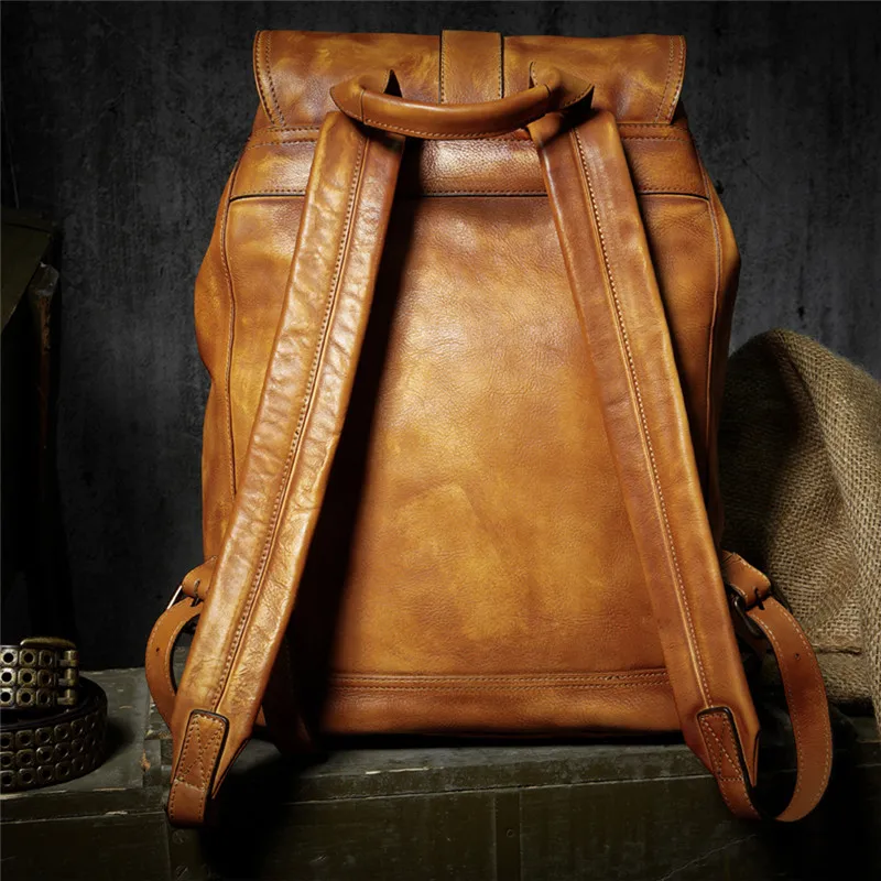 Роскошный рюкзак из коровьей кожи большой емкости, дорожная сумка, мужская повседневная Минималистичная сумка для компьютера, из кожи с натуральным лицевым покрытием