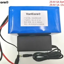 VariCore 24 V 18650 6Ah 7S3P литий-ионный аккумулятор 29,4 V 6000 mAh с 29,4 V 2A зарядное устройство для электрического велосипеда