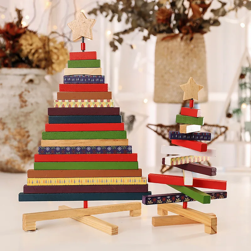 

Christmas Tree Puzzle Blocks Christmas Creative Style High Grade Wooden Blocks Tree Decoration Ornaments Home Window Decorations