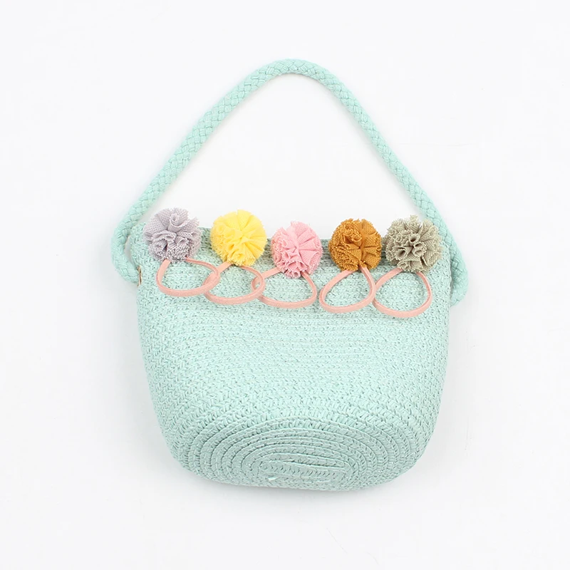 Богемная плетеная Солома для маленьких девочек; плетеная Сумка из ротанга; Повседневная пляжная сумка через плечо - Цвет: D